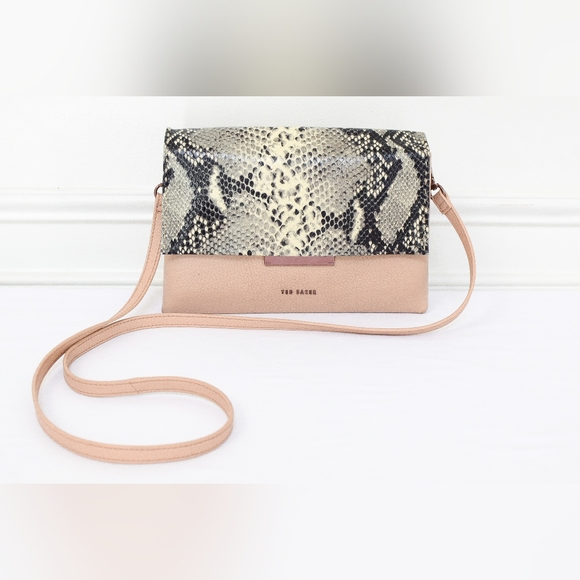 Ted Baker Alani Pink Leather Snakeskin Embossed Shoulder Bag Crossbody - Picture 2 of 14